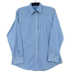 Antigua Womens Focus Gingham Button Down Shirt Blue White Long Sleeve Size L